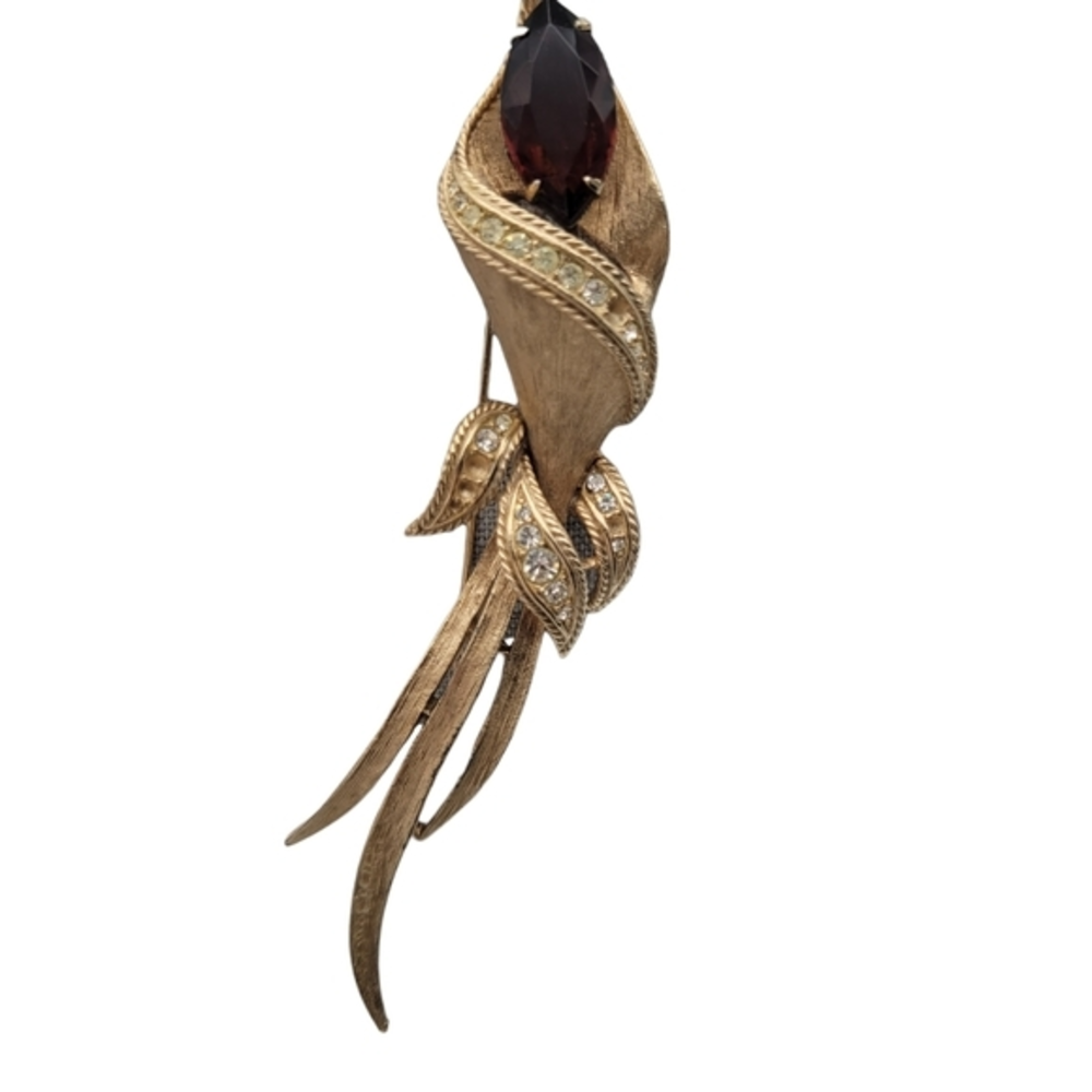 Vintage 1950'sSarah Coventry Calla‎ Lily Topaz & Goldtone Brooch